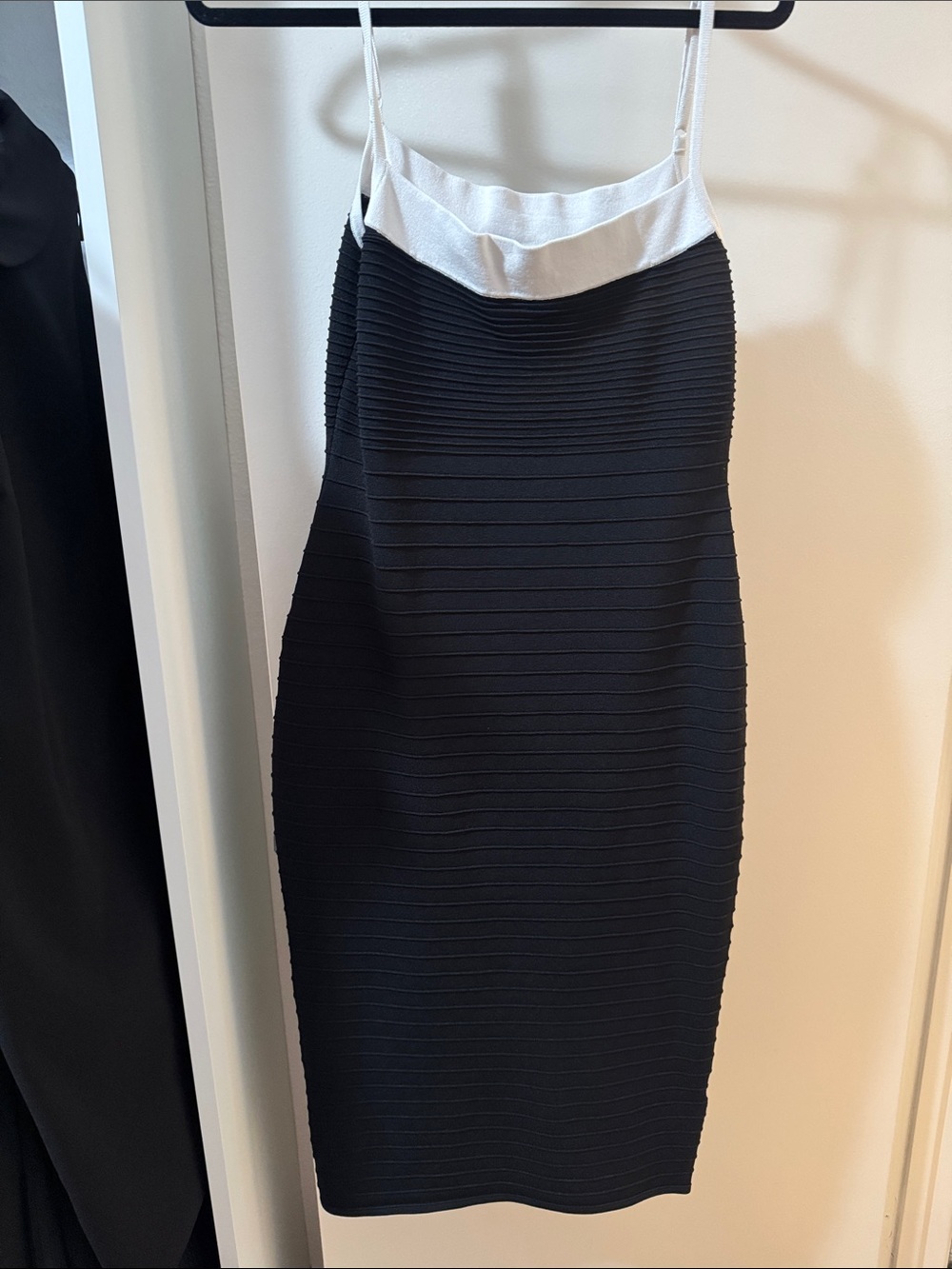 Express Black Pencil Skirt with White Band and Straps